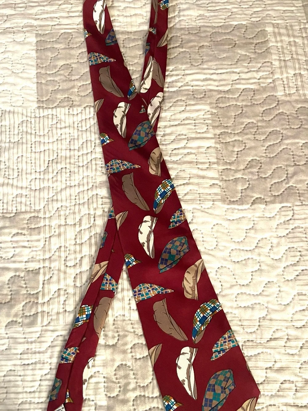 Lambucci 100% Silk Flat Cap Tie Burgandy